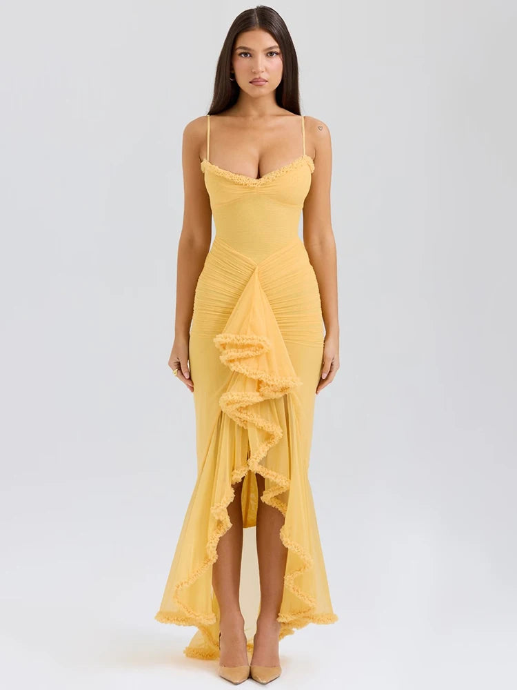 Elindra Night™ Draped Ruffle Maxi Dress
