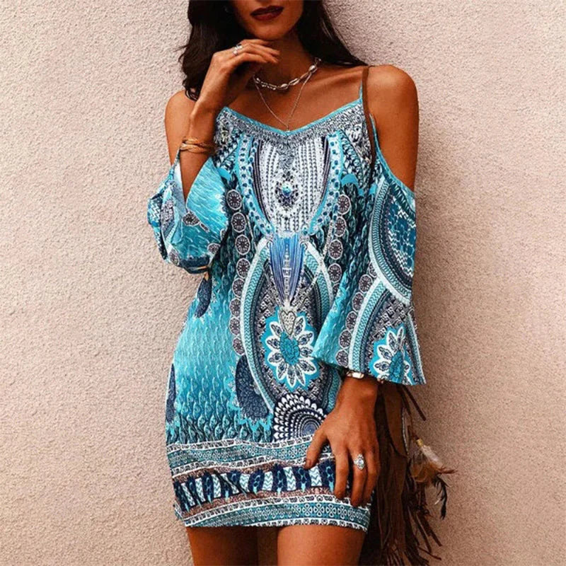 MAURELLE™ Strapless Off-the-Shoulder Printed Dress