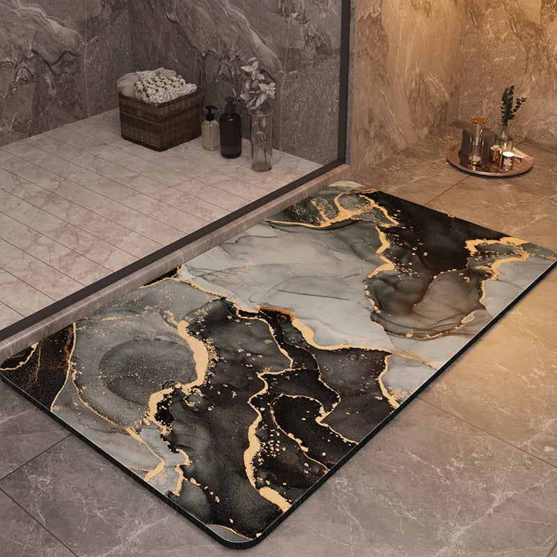 Marble-Style Bathroom Rug