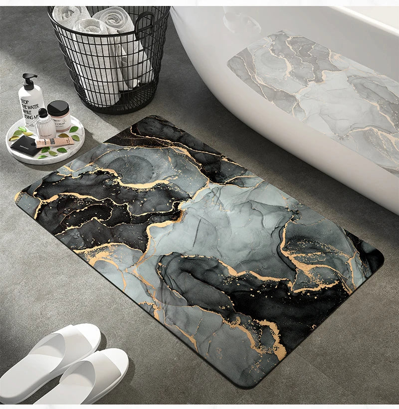 Marble-Style Bathroom Rug