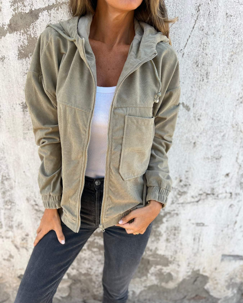 CALVORIN™ Corduroy Zip-Up Hooded Jacket