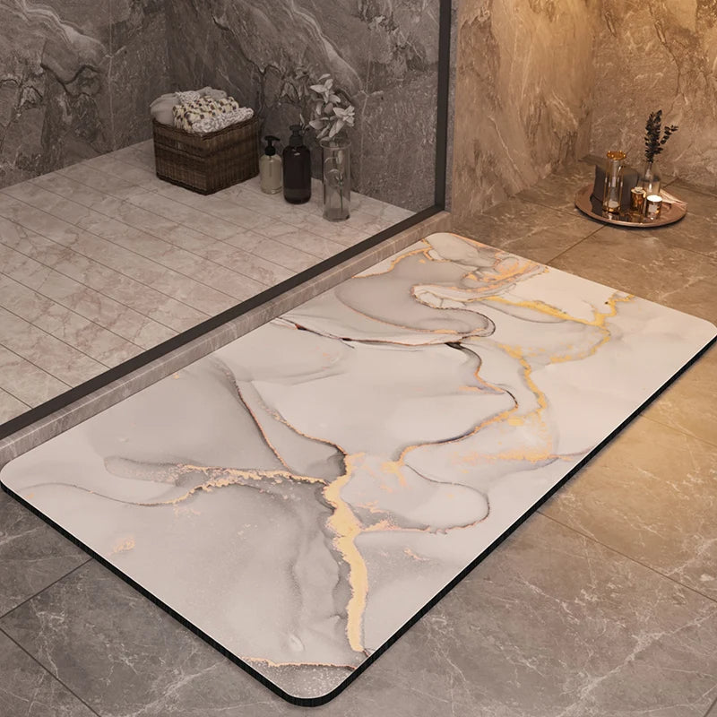 Marble-Style Bathroom Rug