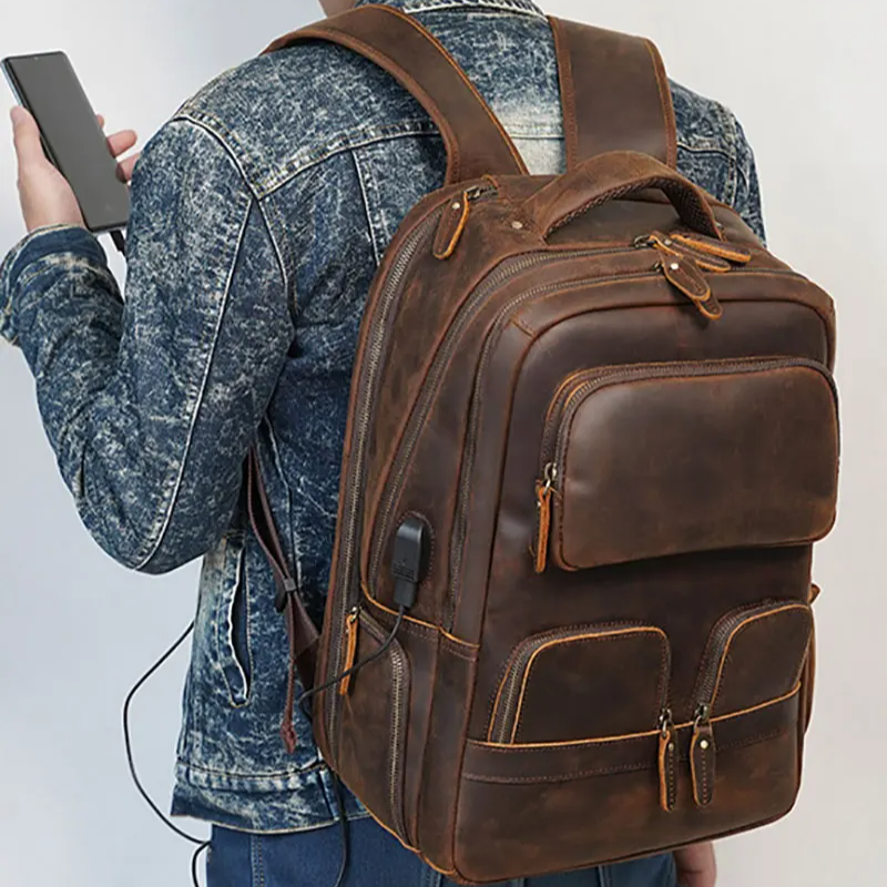FLAVOR™ Genuine Leather 17" Laptop Backpack