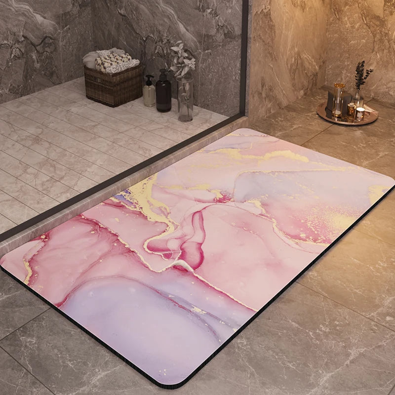 Marble-Style Bathroom Rug