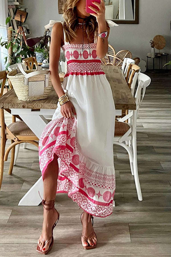 MIRAVYN™ Square Neck Spaghetti Strap Dress with Tie