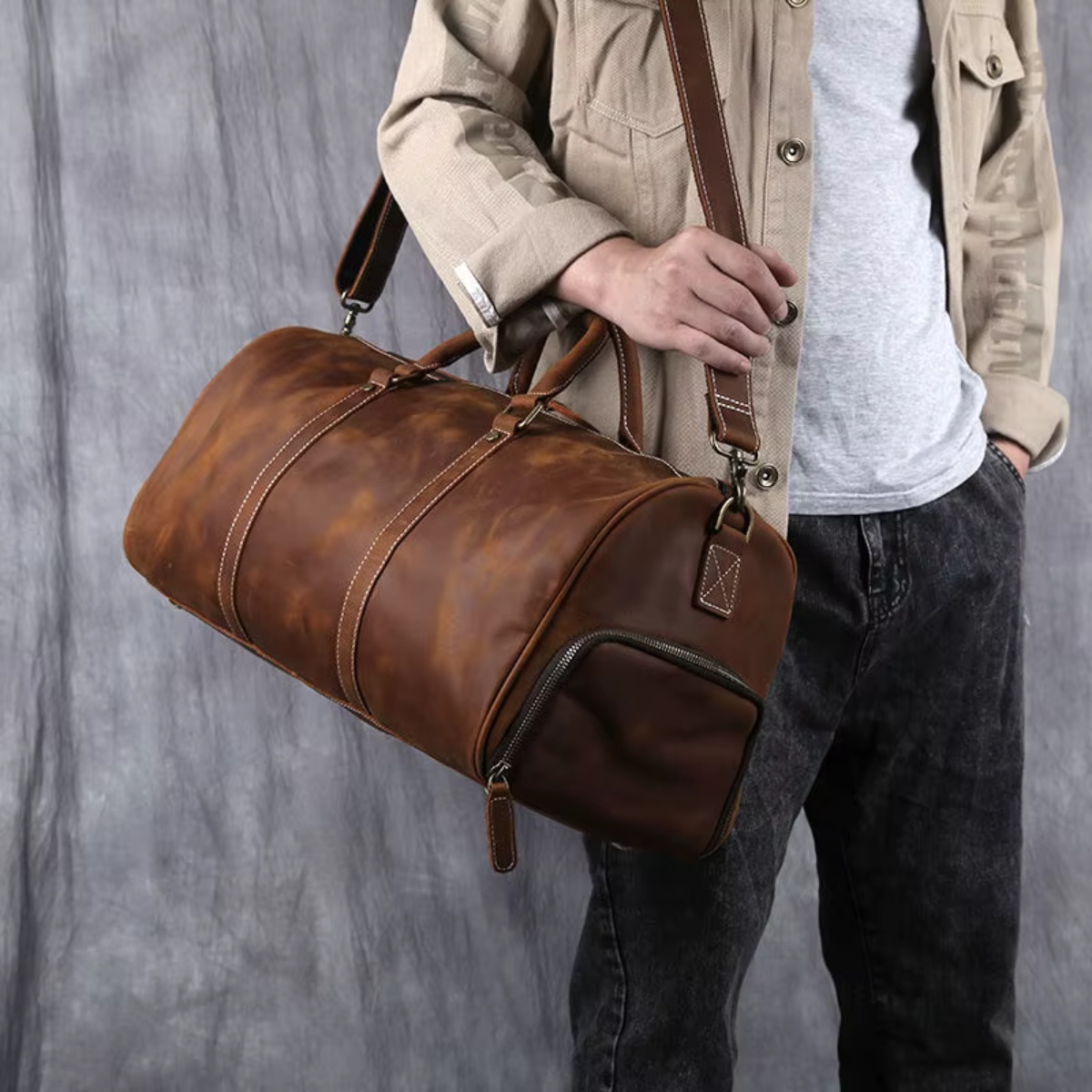 DRAVENCOR™ Genuine Leather Travel Bag