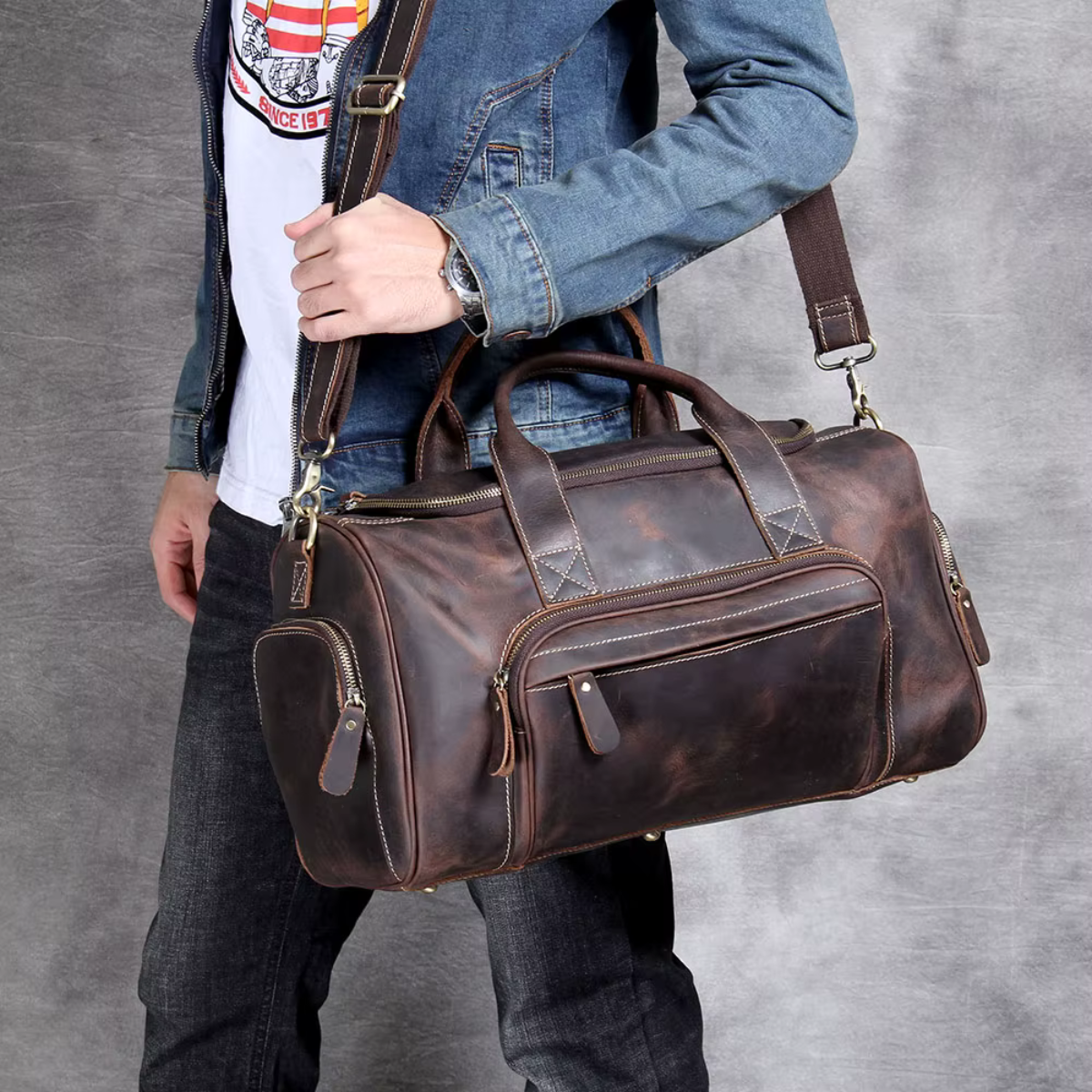 LORVENIC™ Genuine Leather Travel Bag