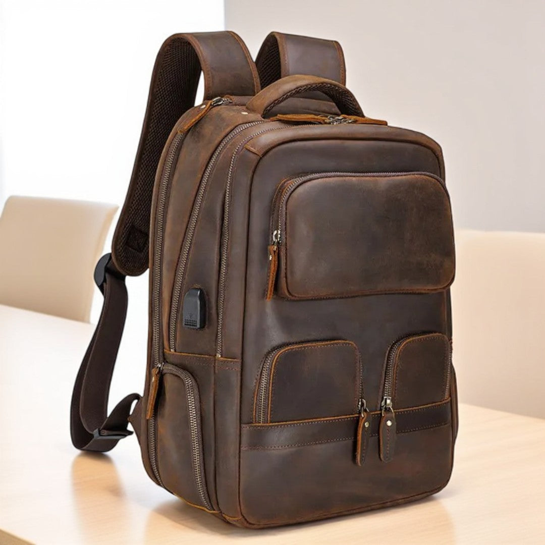 FLAVOR™ Genuine Leather 17" Laptop Backpack