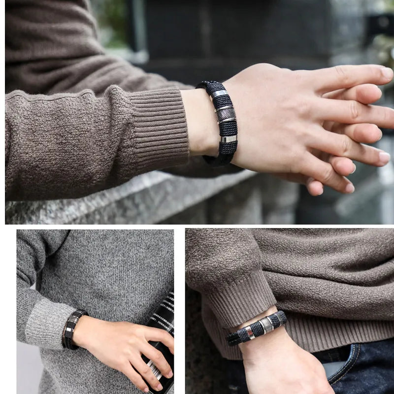 Braided leather bracelet