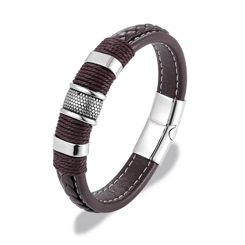 Braided leather bracelet