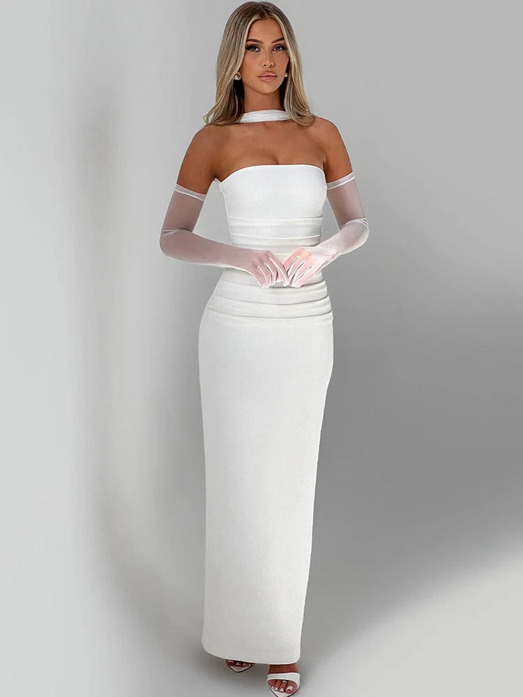 Orlina Night™ Long Strapless Scarf Neck Mozision