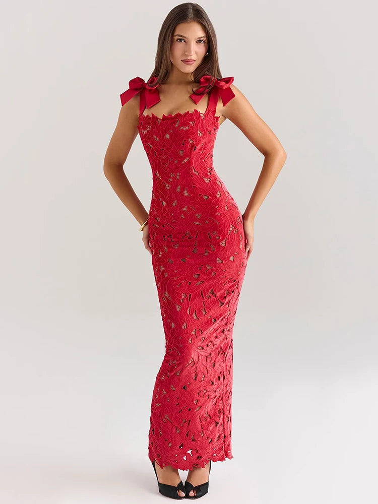Lyssara Belle™ Long Dress with Lace Bows