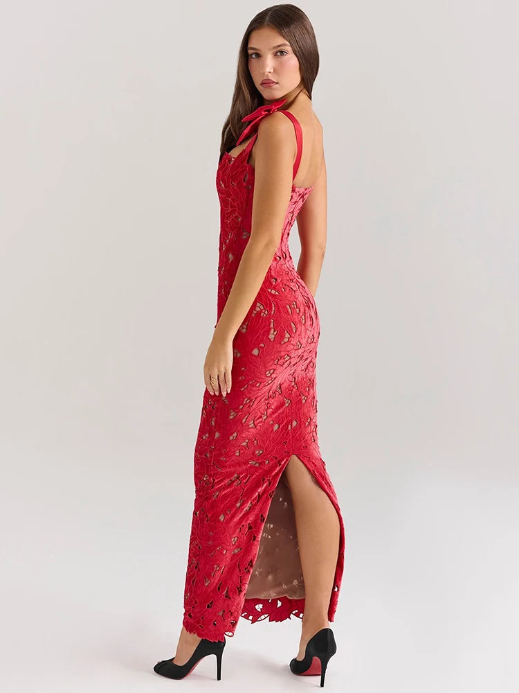 Lyssara Belle™ Long Dress with Lace Bows
