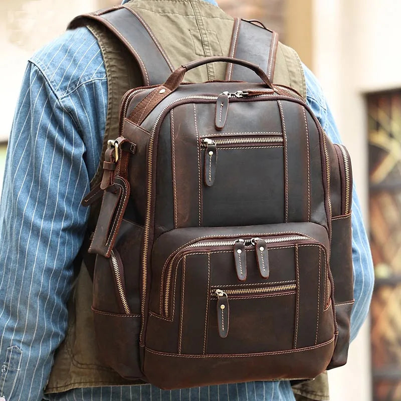 Kaelor™  Retro Leather Multi-Function Backpack