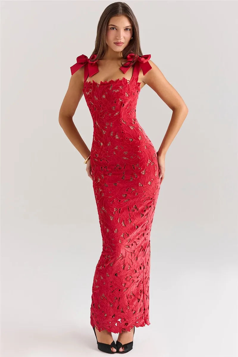 Lyssara Belle™ Long Dress with Lace Bows