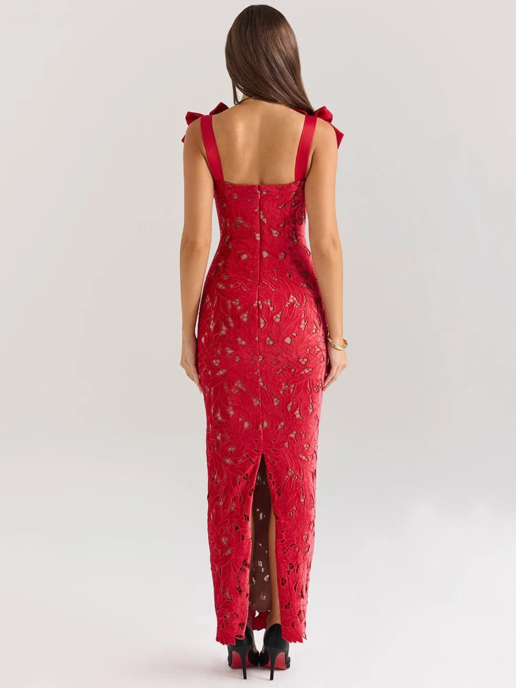 Lyssara Belle™ Long Dress with Lace Bows