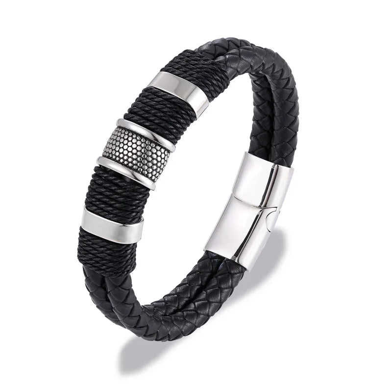 Braided leather bracelet