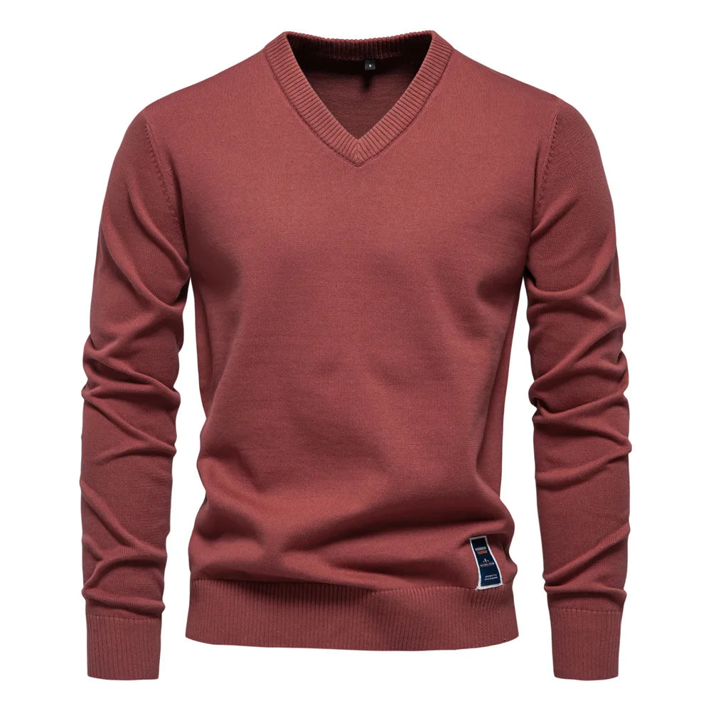 TREVORIN™ Cotton V-Neck Sweater