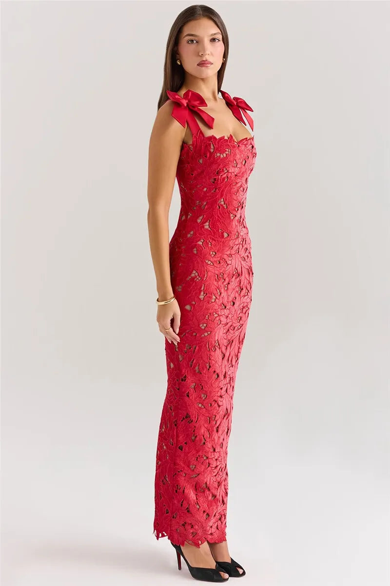Lyssara Belle™ Long Dress with Lace Bows