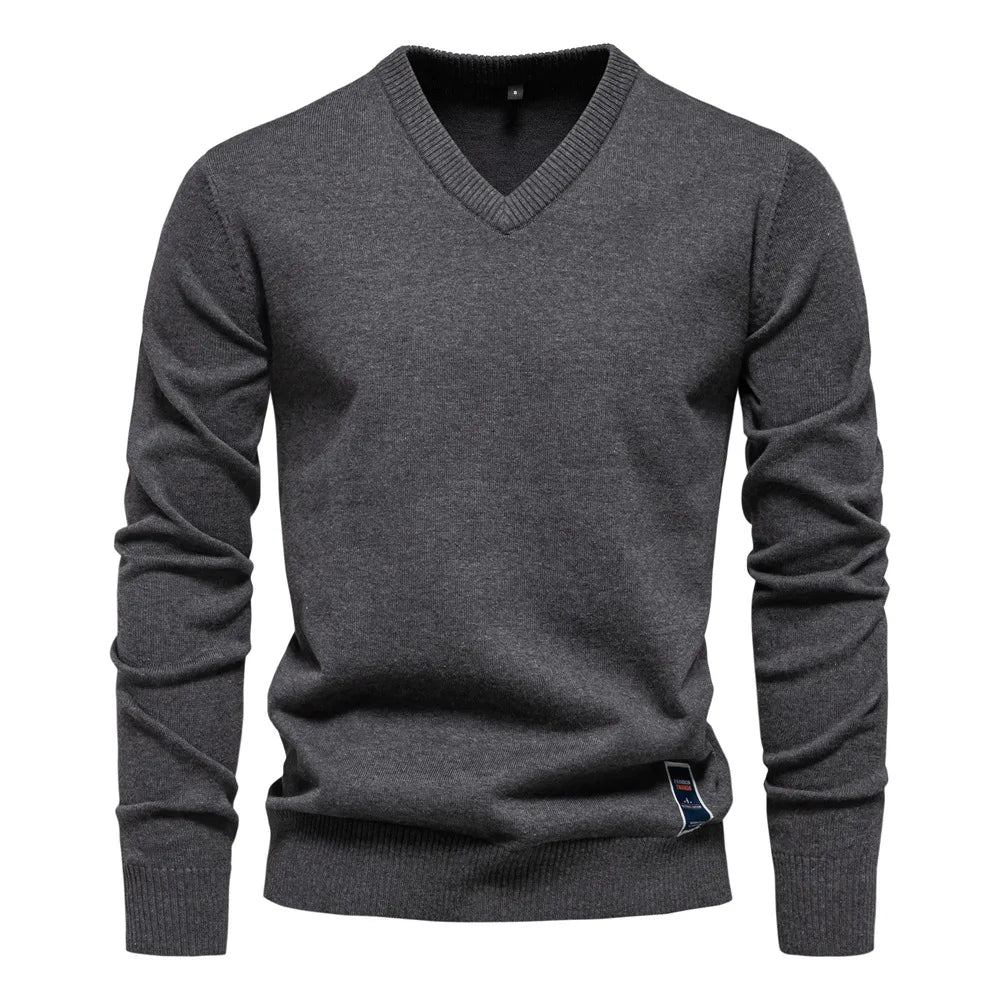 TREVORIN™ Cotton V-Neck Sweater