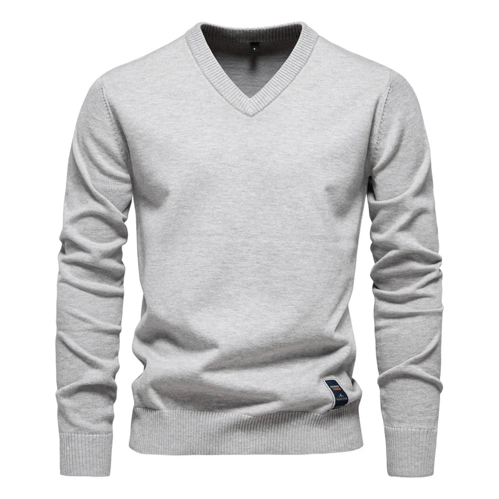 TREVORIN™ Cotton V-Neck Sweater