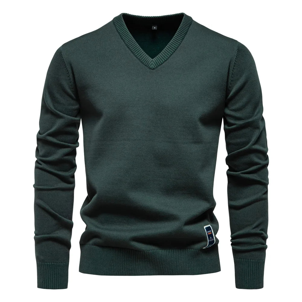 TREVORIN™ Cotton V-Neck Sweater
