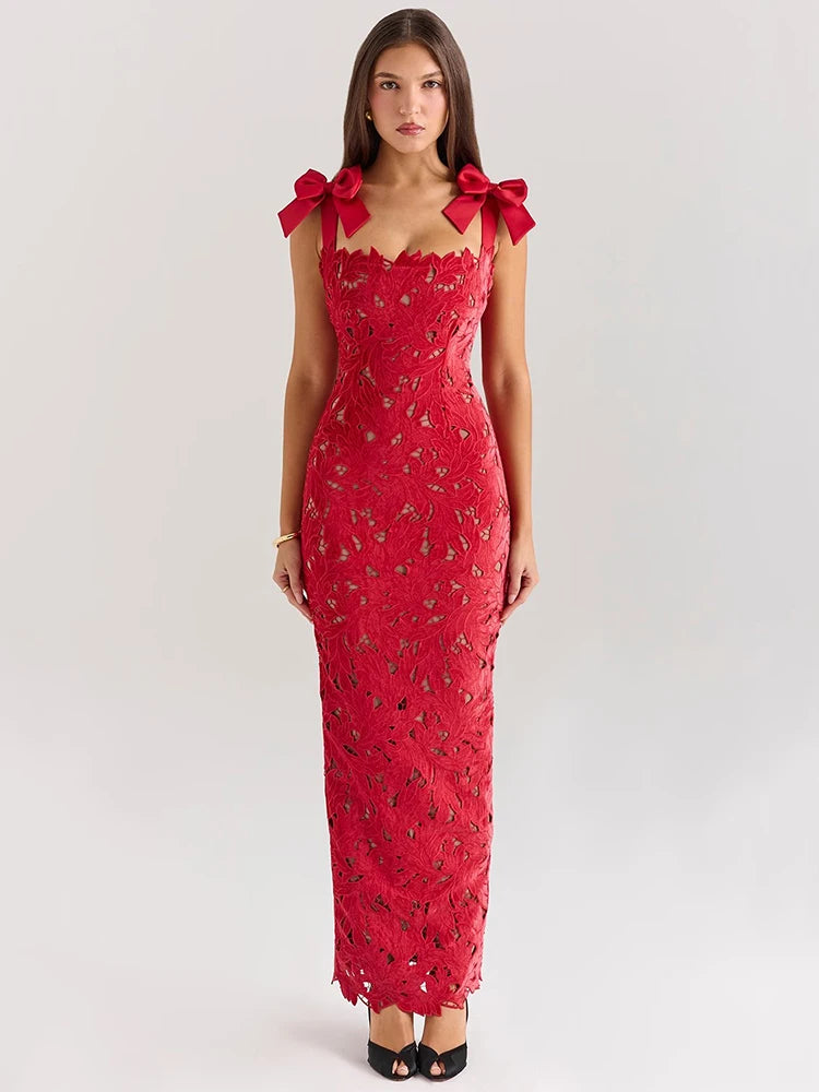 Lyssara Belle™ Long Dress with Lace Bows