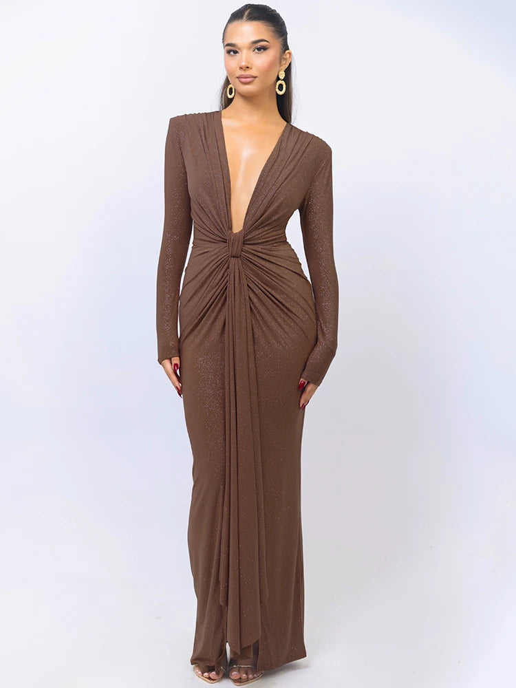 Dionara Bloom™ long fitted dress with cutouts
