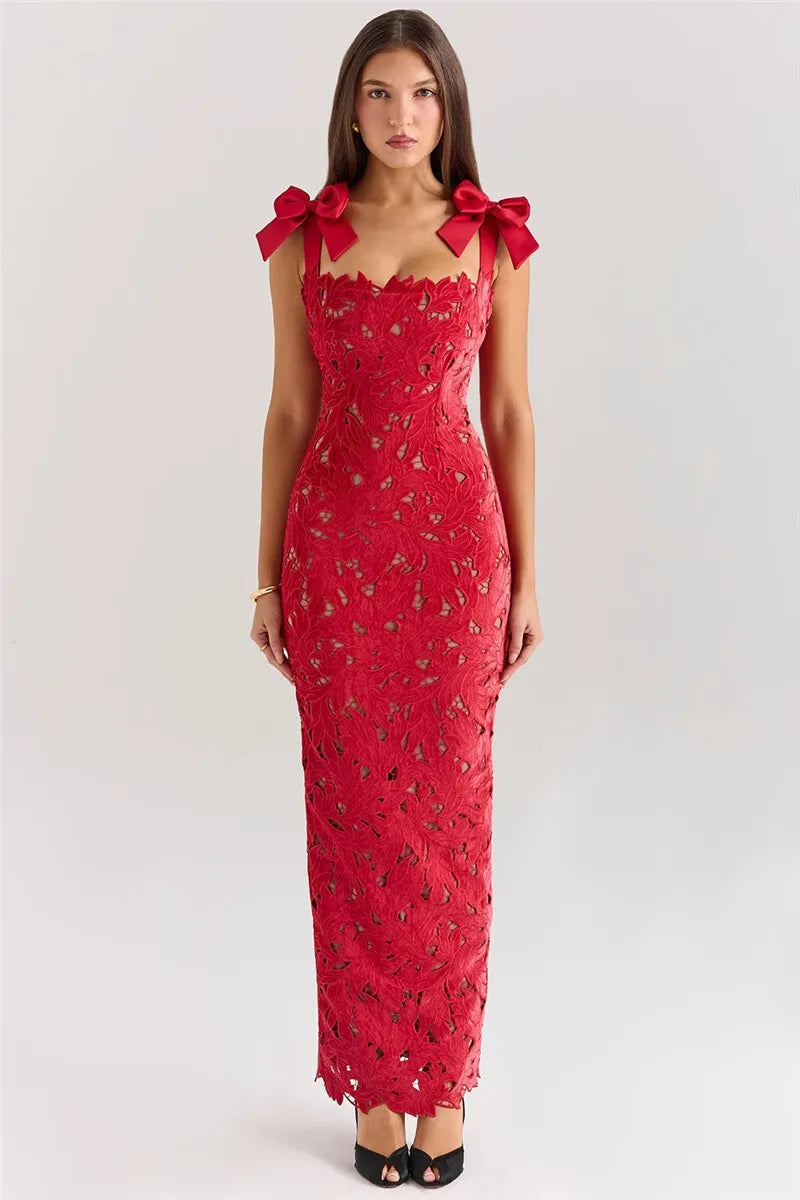 Lyssara Belle™ Long Dress with Lace Bows