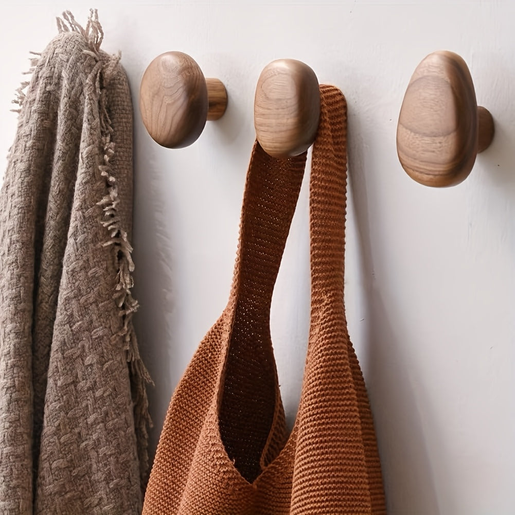 Wooden Pebble Hooks (Set)