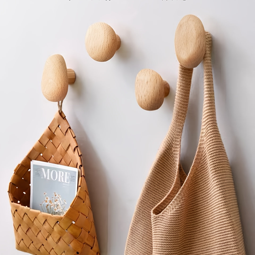 Wooden Pebble Hooks (Set)